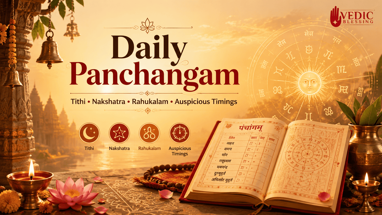 Daily Panchangam: Meaning, Importance of Tithi, Nakshatra, Rahukalam, Yamagandam and Auspicious Time Today
