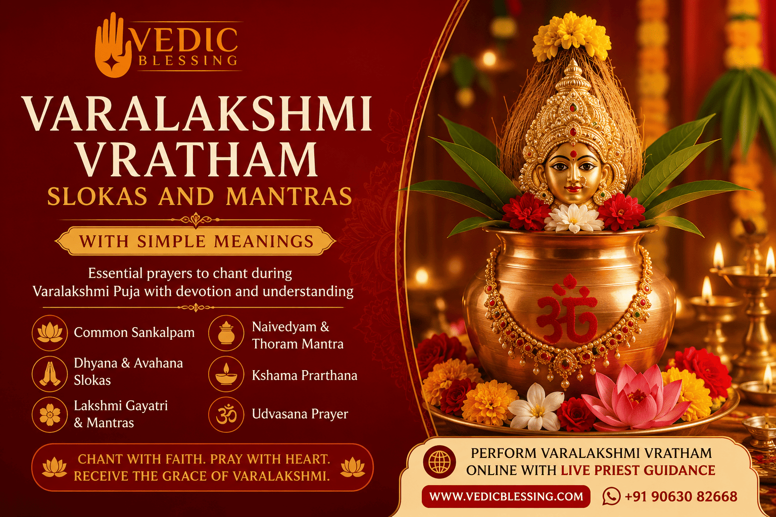 Varalakshmi Vratham Slokas and Mantras with Simple Meanings